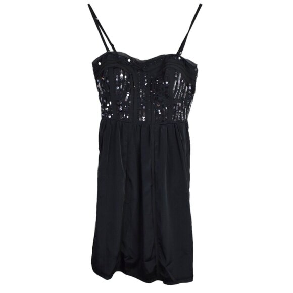 American Eagle Dress 8 Womens Sequin Strappy Gray Mini Stretch Polyester Party - Picture 1 of 9